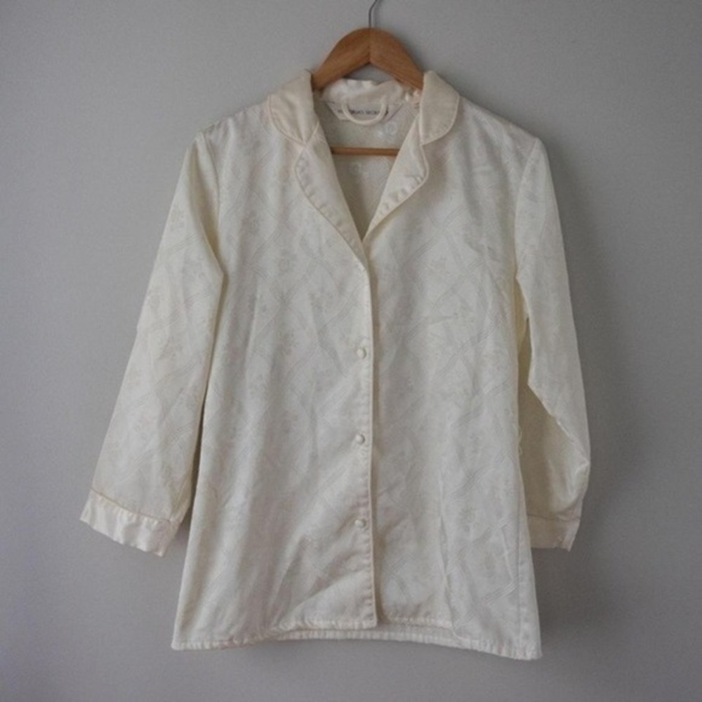 Vintage Victoria's Secret Embossed Floral Button-Up Pajama Top